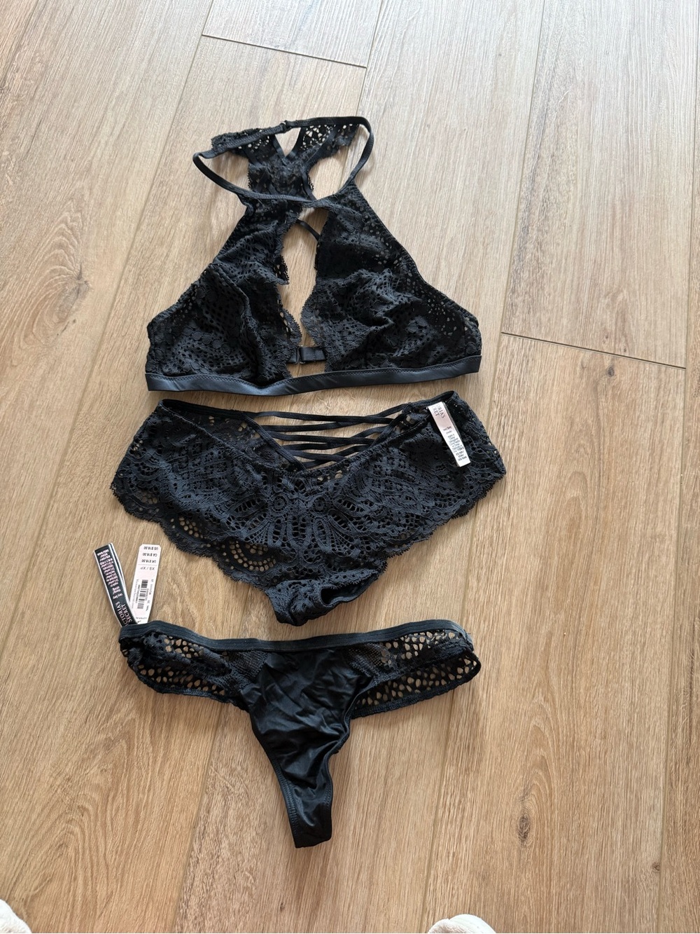 Victoria's Secret Black‎ Lace Bralette Trio